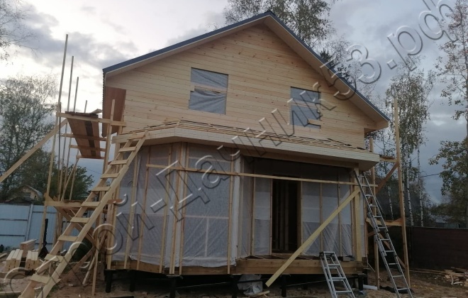 4 Каркасно-щитовой дом  Д-9, 7х7м, 89  М², Московская область, Ногинский район, СНТ Горьковское болото. (31)